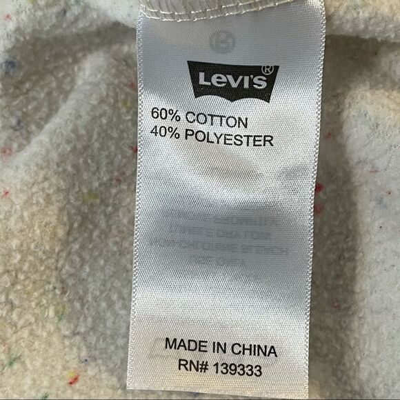 Vintage Levi’s White Confetti Crew Neck Pullover Cotton Sweatshirt size L - Picture 4 of 12